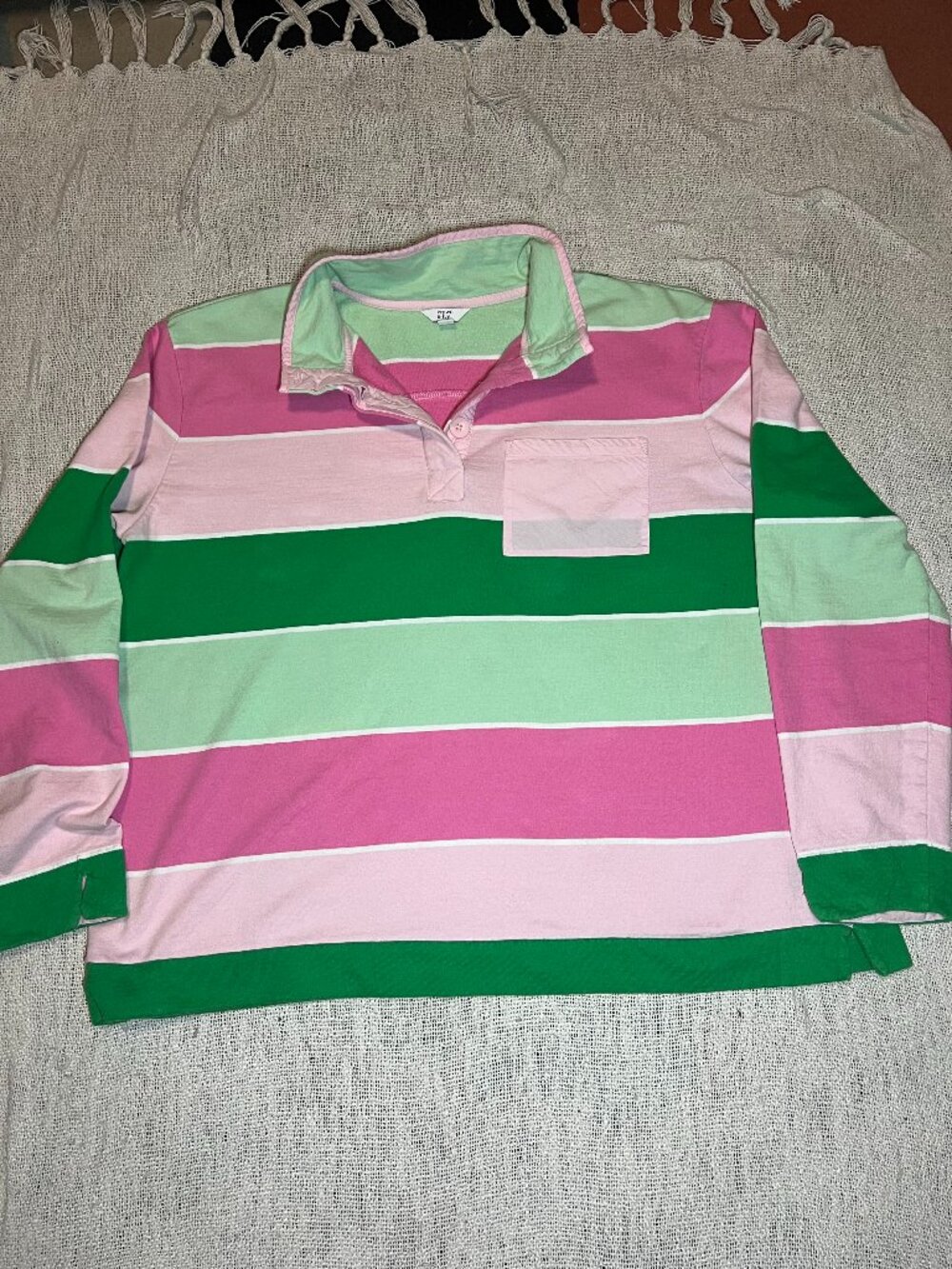 Crown & Ivy Women’s XXL 2XL Color Block Striped Rugby Polo Shirt